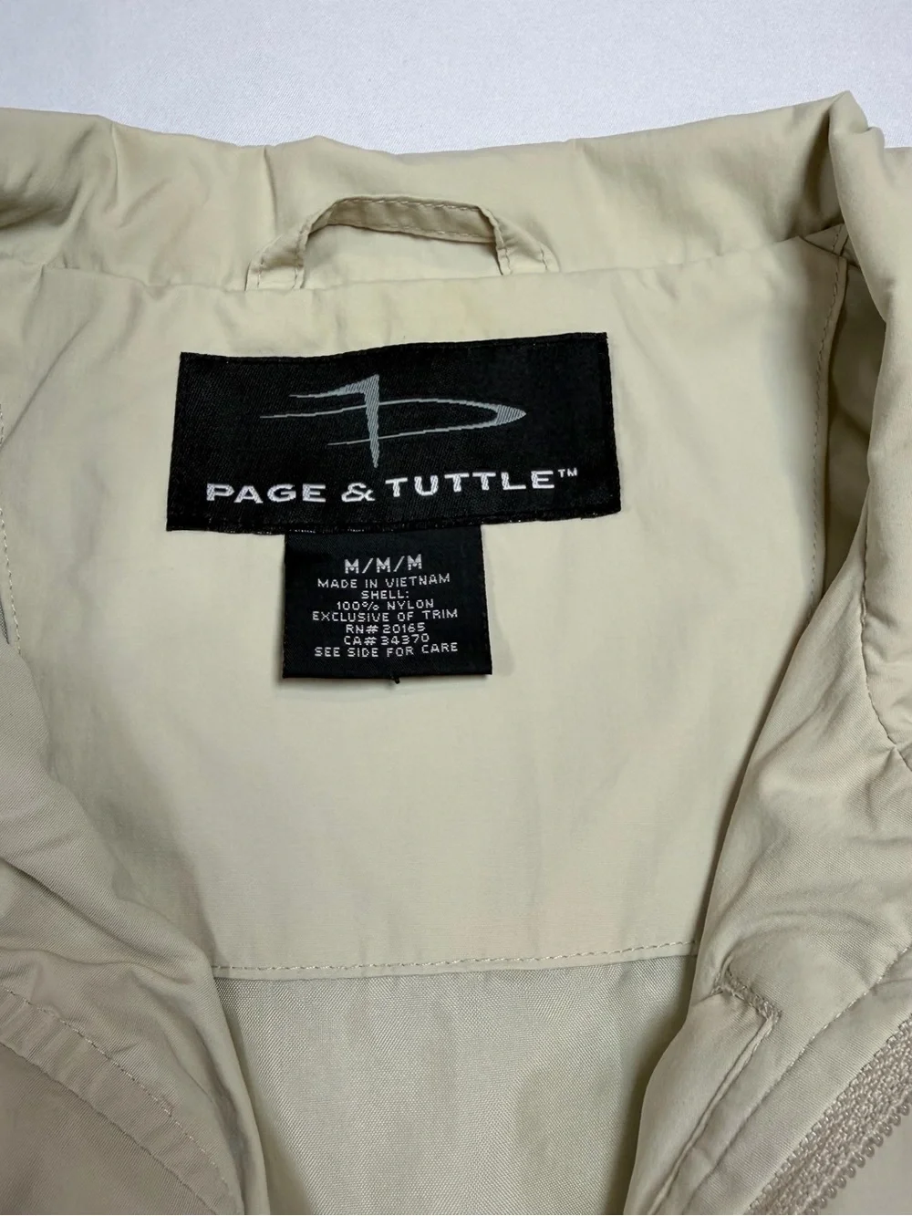Page & Tuttle Men's Cream Lightweight Windbreaker Jacket Medium